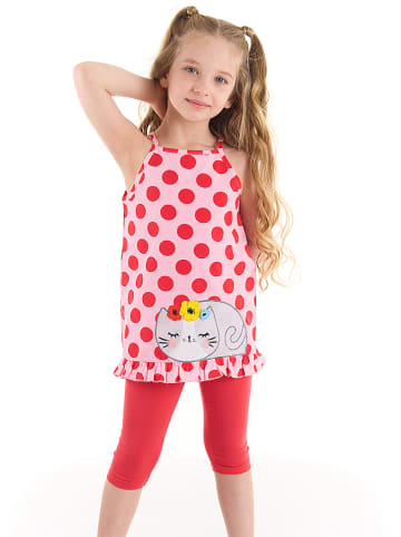 Denokids 2-delige outfit "Red Dotted" lichtroze/rood