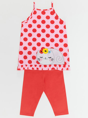 Denokids 2-delige outfit "Red Dotted" lichtroze/rood