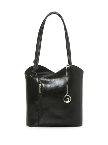 Lia Biassoni Leren schoudertas "Lamone" zwart - (B)28 x (H)55 x (D)9 cm