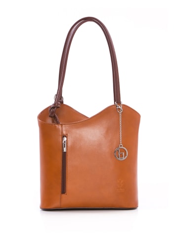 Lia Biassoni Leren schoudertas lichtbruin - (B)28 x (H)55 x (D)9 cm