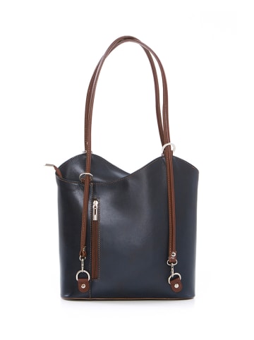 Lia Biassoni Leren schoudertas donkerblauw - (B)28 x (H)55 x (D)9 cm