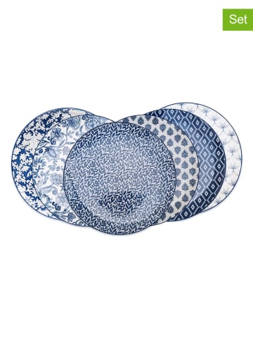 Ard'time 6-delige set: dinerborden "Majorelle" wit/blauw - Ø 26 cm