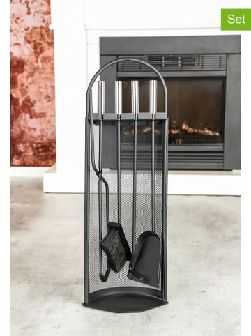 Everysentials 5tlg. Set: Kamin-Accessoires in Silber/ Schwarz