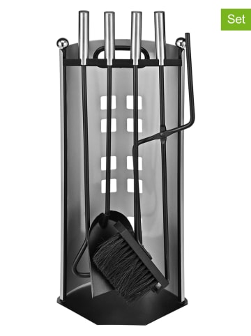 Everysentials 5tlg. Set: Kaminbesteck in Silber/ Schwarz