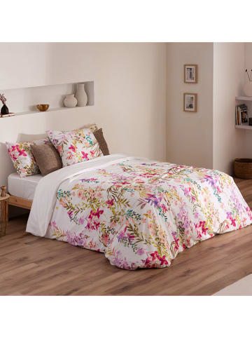 ethere Perkal dekbedovertrek "Floralink" wit/meerkleurig
