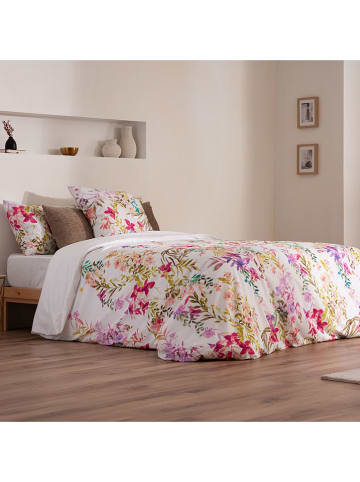 ethere Perkalowa poszwa "Floralink" w kolorze białym ze wzorem na kołdrę