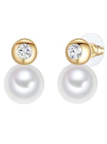 Yamato Pearls Pozłacane kolczyki-wkrętki z perłami