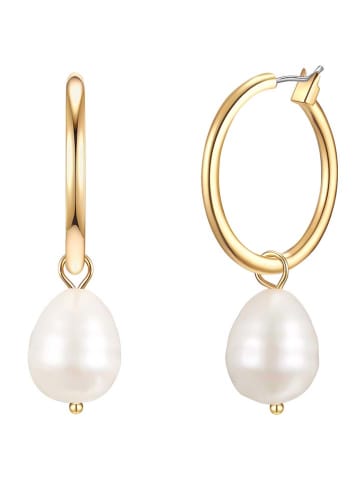 Pearls of London Pozłacane kolczyki-kreole z perłami
