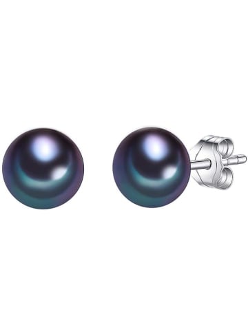 The Pacific Pearl Company Kolczyki-wkrętki w kolorze granatowym z perłami
