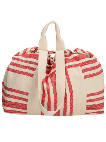 PE FLORENCE Strandtas crème/rood - (B)55 x (H)38 x (D)15 cm