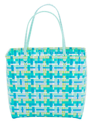 Overbeck and Friends Shopper "Mary" blauw/turquoise - (B)42 x (H)32 x (D)26 cm