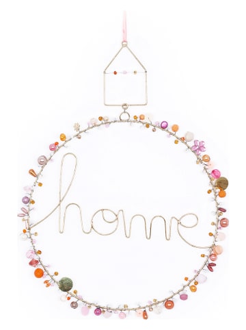 Overbeck and Friends Decoratieve hanger "Home" lichtroze/paars - Ø 22 cm