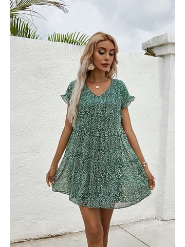 Tina Kleid in Grün/ Weiß