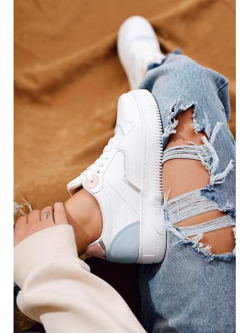 Jilberto Leren sneakers wit/lichtblauw