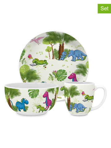 ppd 3tlg. Frühstücksset "Dinos" in Grün