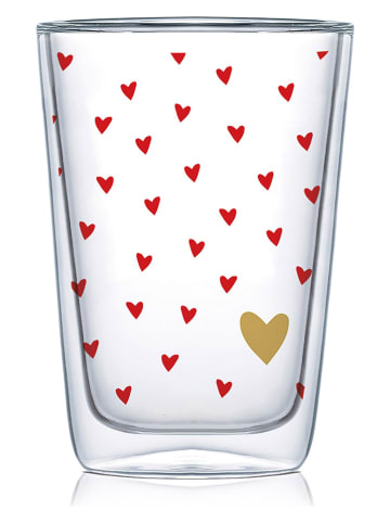 Ppd Dubbelwandig glas "Little Hearts" rood - 400 ml