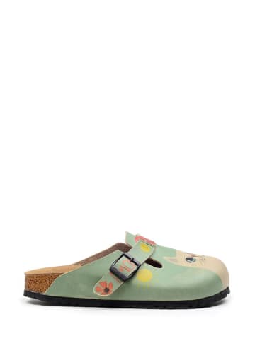 Calceo Clogs mintgroen/crème/oranje/meerkleurig