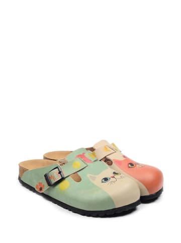 Calceo Clogs mintgroen/crème/oranje/meerkleurig