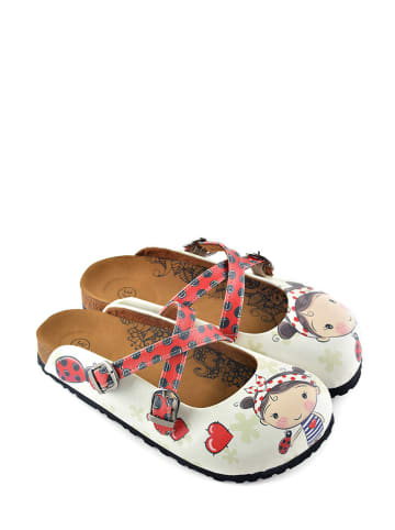 Calceo Clogs in Weiß/ Bunt