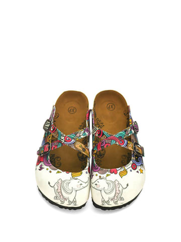 Calceo Clogs crème/meerkleurig