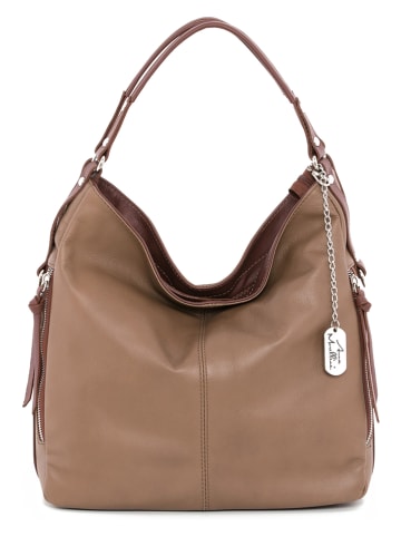 Anna Morellini Leren schoudertas "Noalia" lichtbruin - (B)32 x (H)25 x (D)12 cm