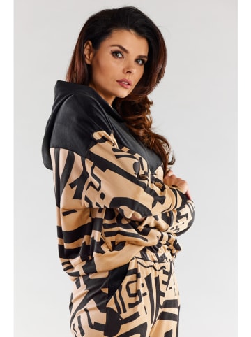 Awama Hoodie in Beige/ Schwarz