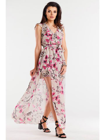 Awama Kleid in Beige/ Pink