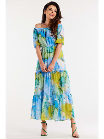 Awama Jurk blauw/geel