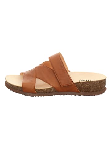 Think! Leren slippers "Julia" lichtbruin