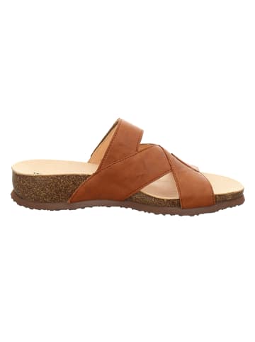 Think! Leren slippers "Julia" lichtbruin