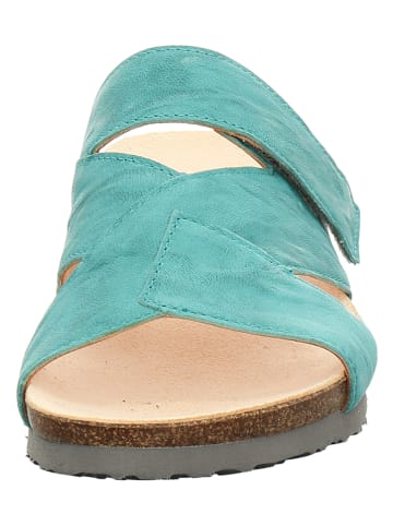 Think! Skórzane klapki "Julia" w kolorze turkusowym