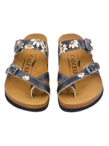 Calceo Teenslippers donkerblauw/wit