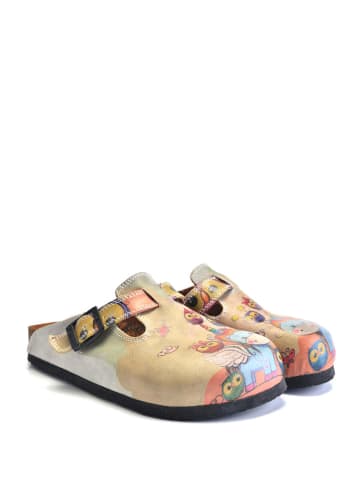 Calceo Clogs in Beige/ Bunt