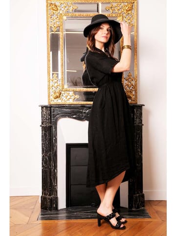 La Fabrique du Lin Lniana sukienka "Jess" w kolorze czarnym
