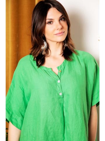 La Fabrique du Lin Lniana bluzka "Valentine" w kolorze zielonym