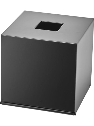 AMARE Roestvrijstalen tissuebox zwart - (B)13 x (H)13 x (D)13 cm