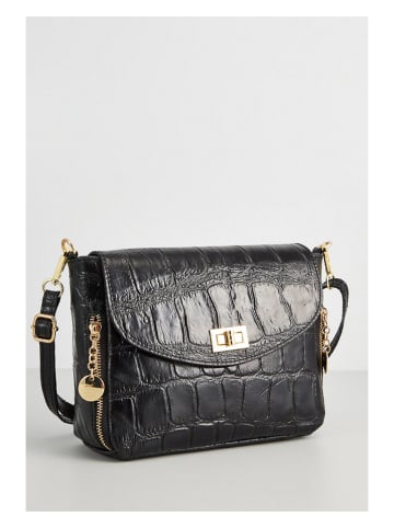 Christian Laurier Leder-Umhängetasche "Flory" in Schwarz - (B)23 x (H)17 x (T)8 cm