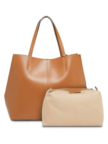 Christian Laurier Leren schoudertas "Amy" camel - (B)47 x (H)29 x (D)15 cm