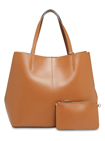 Christian Laurier Leder-Schultertasche "Amy" in Camel - (B)47 x (H)29 x (T)15 cm