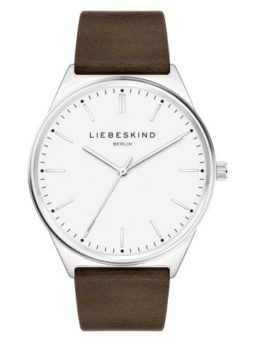 Liebeskind Kwartshorloge donkerbruin/zilverkleurig/wit