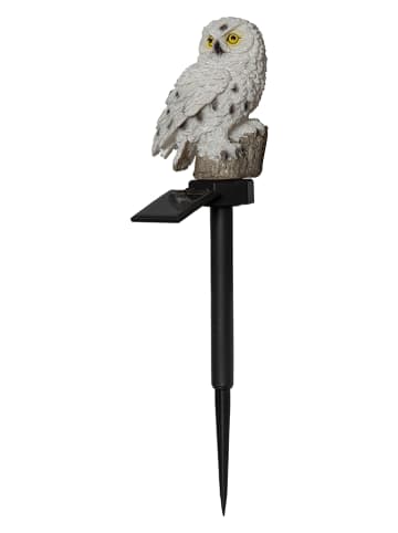 STAR Trading LED-Solar-Gartenstecker "Owl" in Weiß/ Schwarz - (B)13 x (H)33 x (T)10 cm
