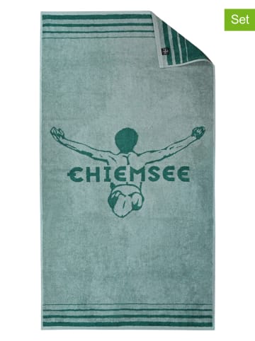 Chiemsee 2-delige set: badhanddoeken "Miami" groen/turquoise