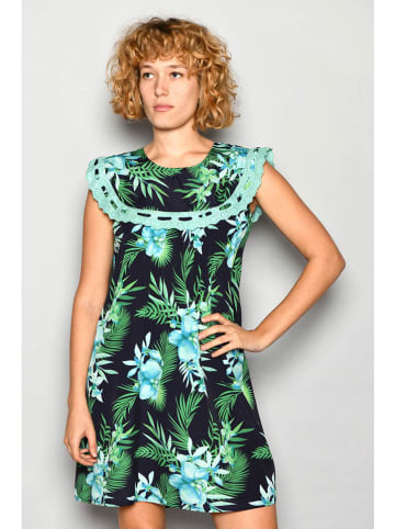 H.H.G. Kleid in Schwarz/ Grün/ Türkis