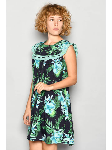 H.H.G. Kleid in Schwarz/ Grün/ Türkis