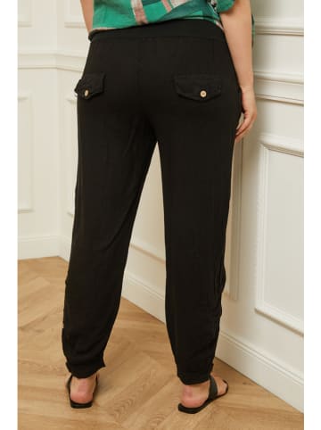Curvy Lady Leinen-Hose in Schwarz