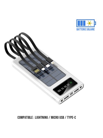 SmartCase Solar-Powerbank in Weiß/ Schwarz - 20.000 mAh