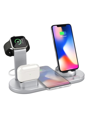 SmartCase Docking-Station für iPhone, Apple-Watch und AirPods in Silber