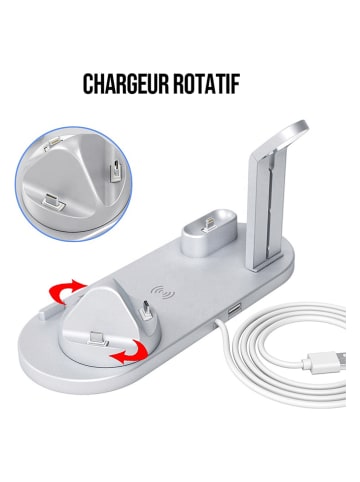 SmartCase Docking-Station für iPhone, Apple-Watch und AirPods in Silber