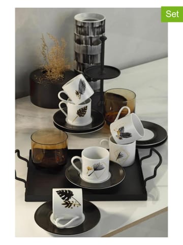 Violeta Home Filiżanki (6 szt.) w kolorze czarno-białym do espresso - 80 ml