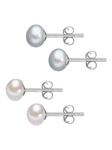 The Pacific Pearl Company Srebrne kolczyki-wkrętki (2 pary) z perłami